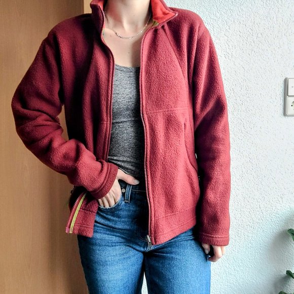 Patagonia Synchilla Vintage Full Zip Maroon Red Fleece Jacket Womens Small W778F - Picture 1 of 15